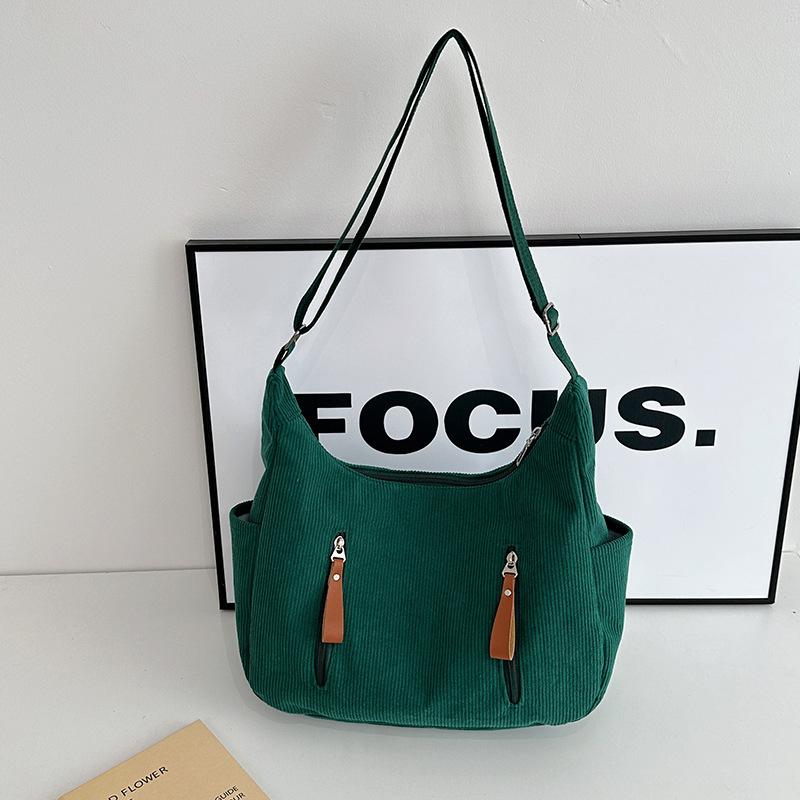 New Korean version of casual women's shoulder bag canvas dumpling bag texture large-capacity commuter bag leisure student class bag