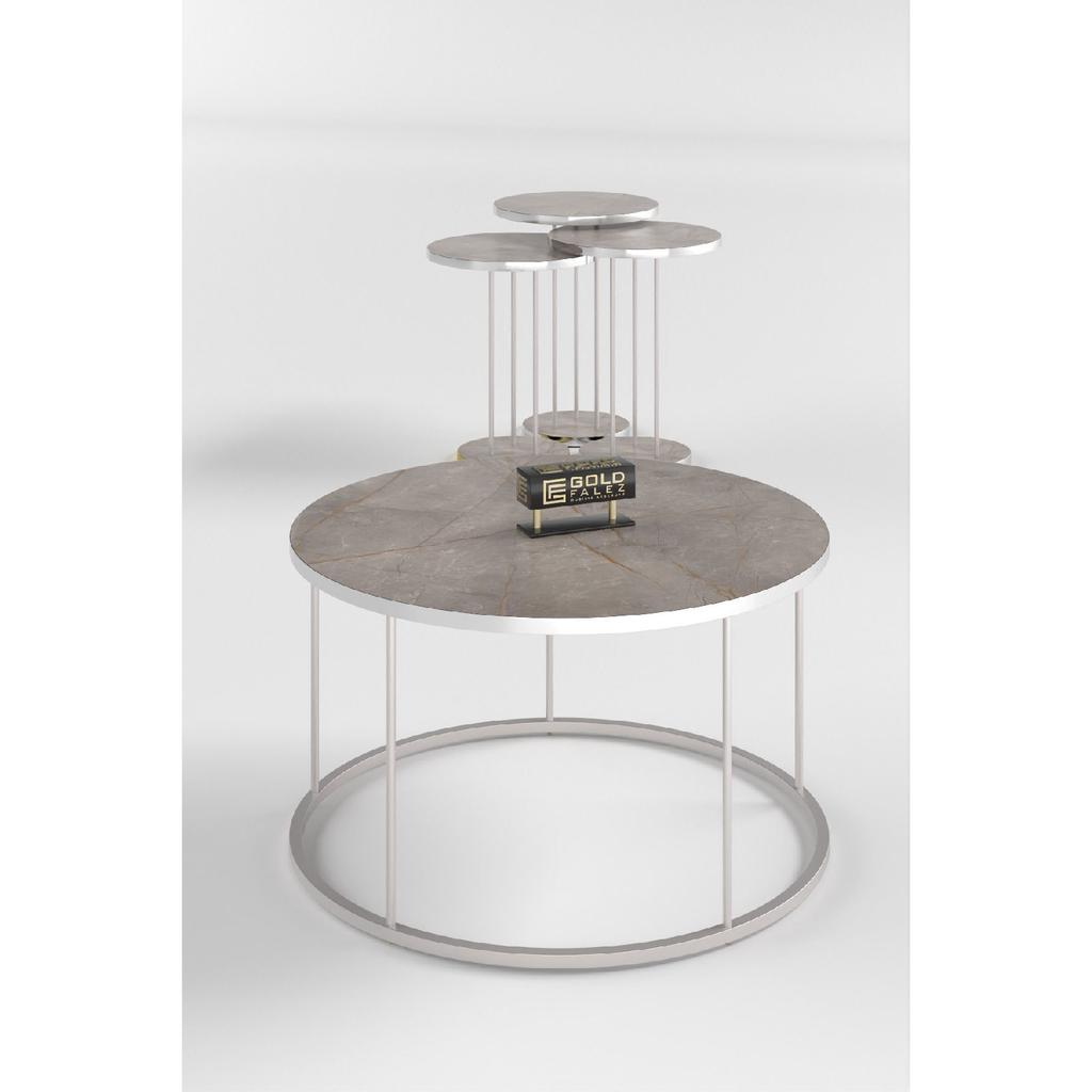 Coffee Table And Nesting Table Terra Silver White