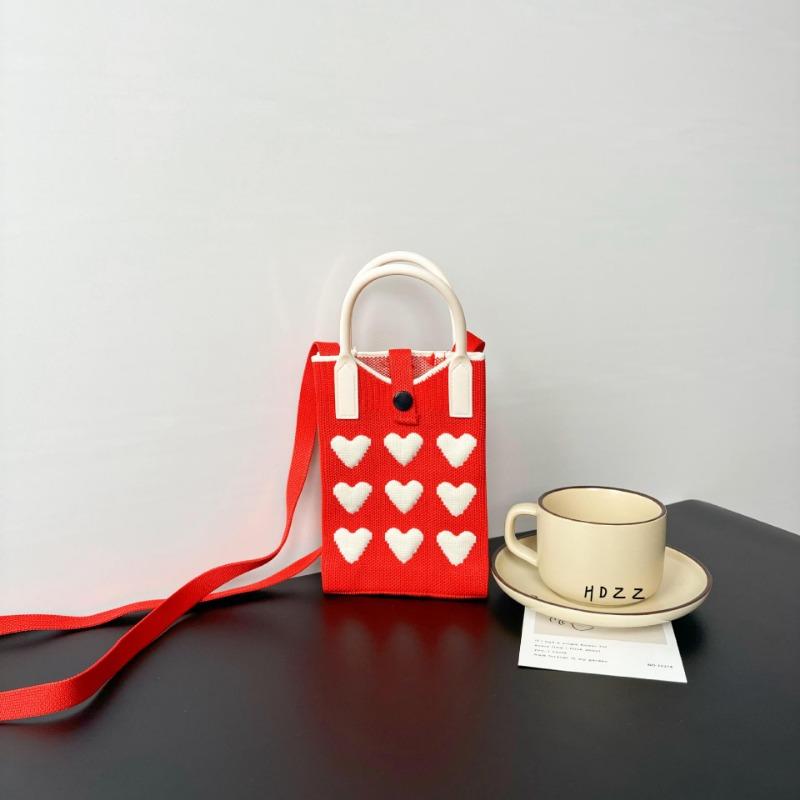 New Love Mobile Phone Bag High-end Knitted Bag Popular Cartoon Cute Portable Storage Messenger Bag