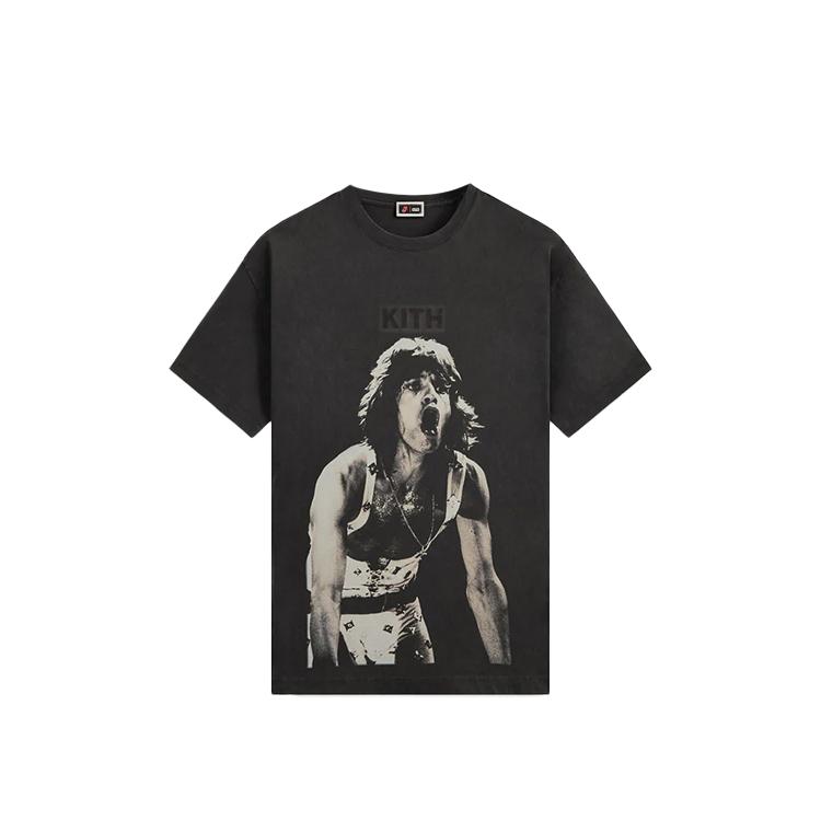 Kith Для The Rolling Stones Мик Джаггер Фото с концерта Винтажная футболка Черный Мужские топы KHM033210-001 XL