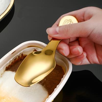 304 Stainless Steel Short Handle Teaspoon Ice Cream Dessert Scoop Honey Salad Coffee Spoon Shovel Kitchen Tableware
