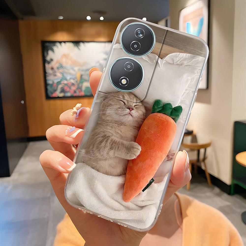 Für Honor 90 Smartphone Hülle Niedlicher Panda Weiche Silikonhülle Für Honor 90Smart CLK-NX1 Mode Transparente Abdeckung Coque Fundas