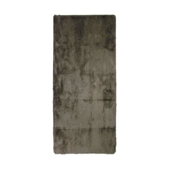 Shaggy Koberec do obývacího pokoje nebo ložnice - Neo jóga - omyvatelný koberec s jemnou základnou z extra měkkého mikrovlákna Taupe s dlouhým vlasem 80 x 180 cm