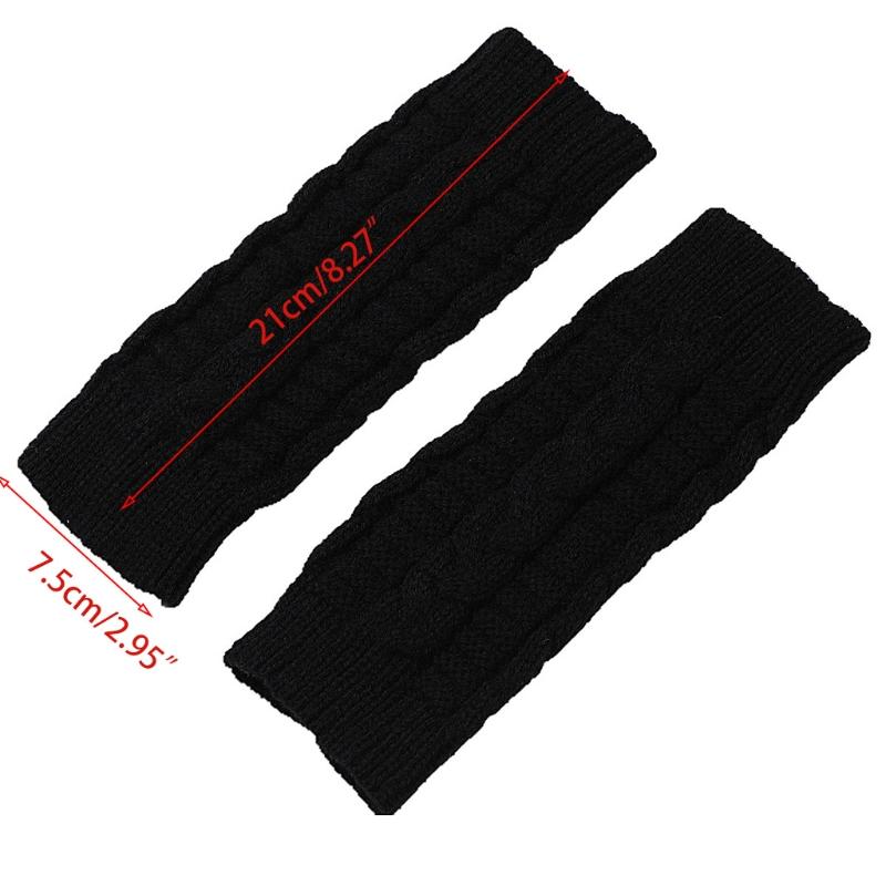 1 Pair Acrylic  Unisex Comfortable Short Figure 8 Twist Half Fingerless Gloves for Typing for Men and Women