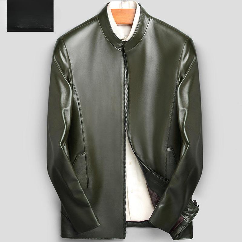 

Новая мужская куртка из овчины первого слоя с коротким воротником-стойкой, приталенная куртка в деловом стиле 4XL