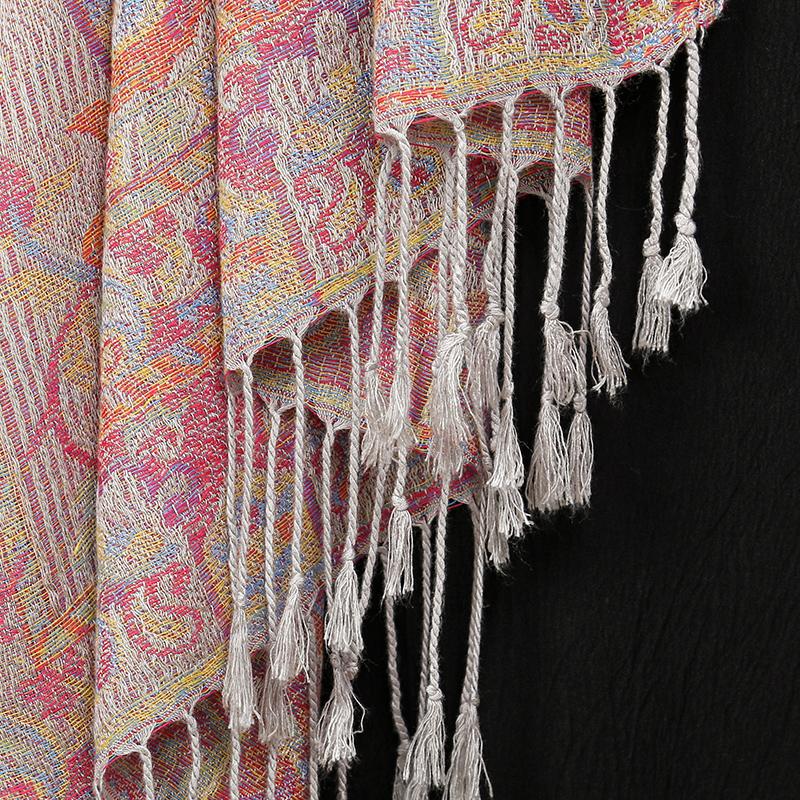 Paisley Pashmina Shawl Scarf Women Jacquard Cashew Printed Scarves Borders Female Tassel Travel Blanket Wraps Ethnic Shawls