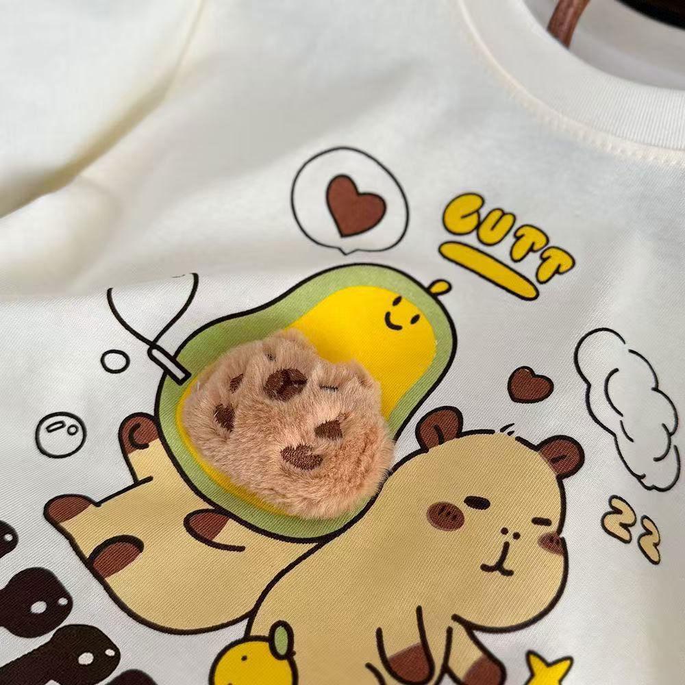 3D Cartoon Character Short Sleeve Cotton T-shirt for Kids