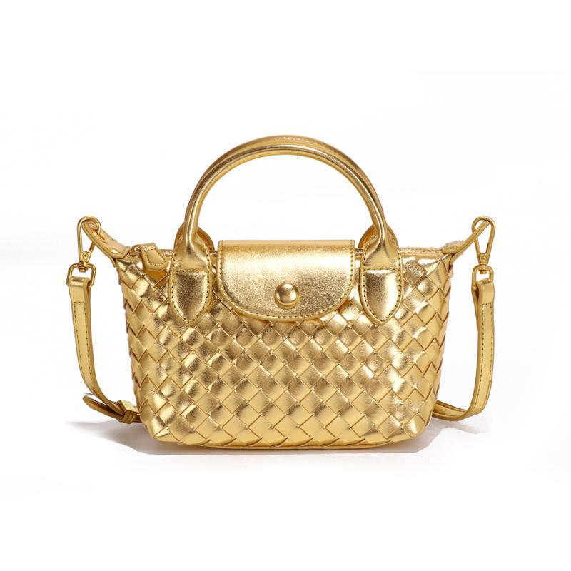 

Woven one-shoulder dumpling bag, fashionable bucket bag, simple and versatile women s oblique span bag, autumn 20*11*13cm