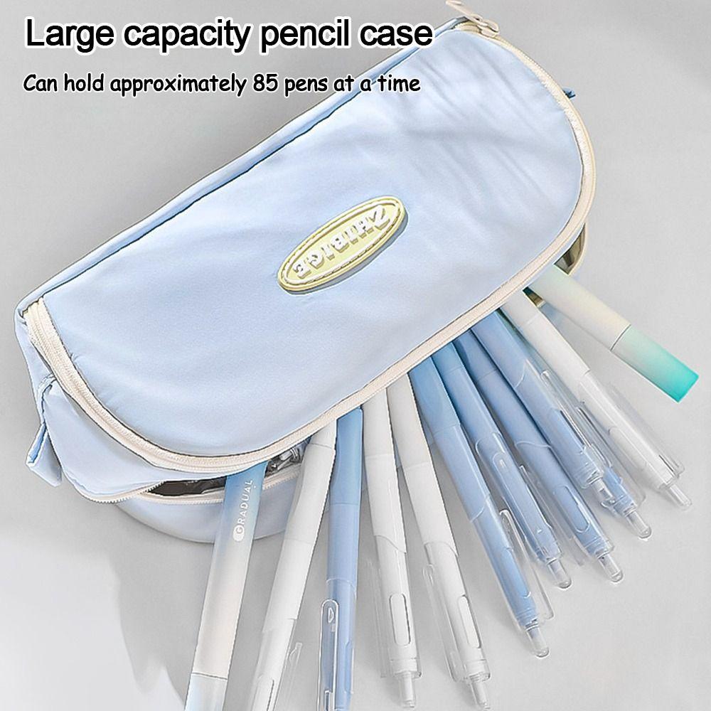 Large Capacity Pencil Case Double Layered Pencil Box Portable Stationery Storage Bag School Office