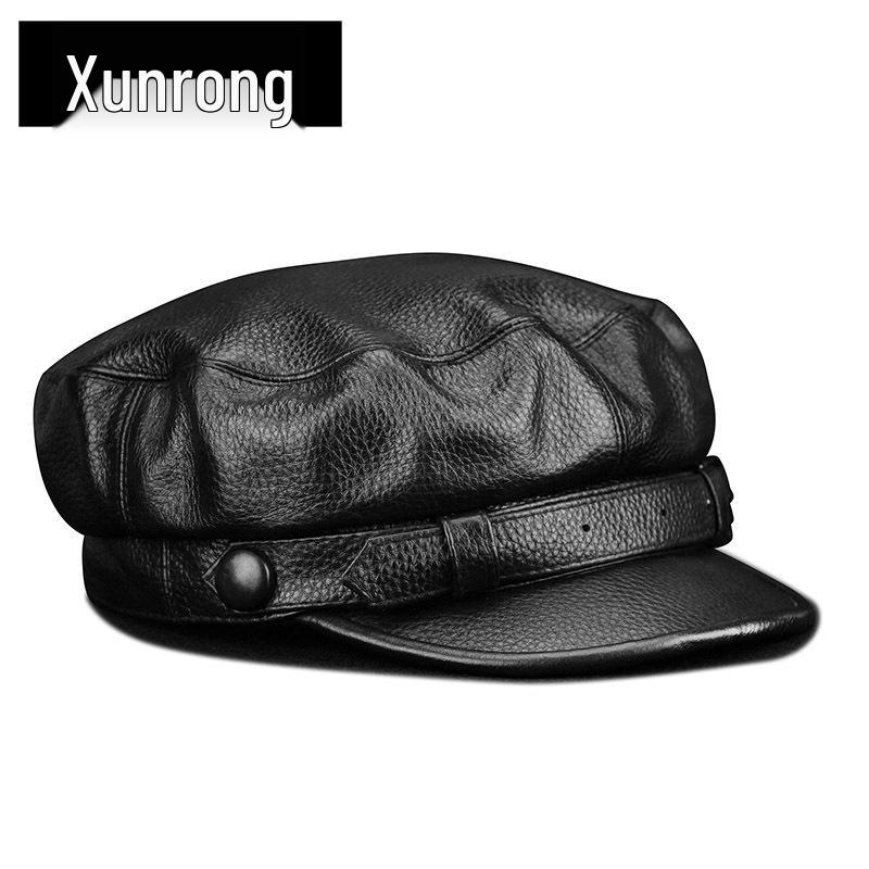Retro Leather Duckbill Cap - Unisex Trendy European & American Style Flat Top Hat