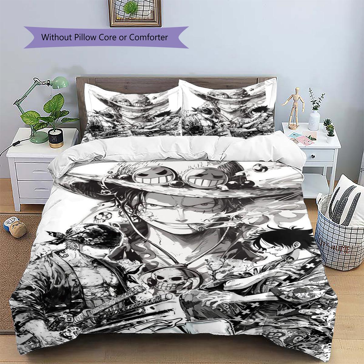 

Luffy Patterned Pillowcase & Duvet Cover Set Makeover Anime Bedding for Bedroom Decor Best Gift for Lovers.-TING 135x200cm
