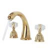 Gold Brass Bathroom Basin Faucet Deck Mounted Crystal Double Handle Three Hole Cold And Hot Mixed Water Sink Tap Bathtub Faucet