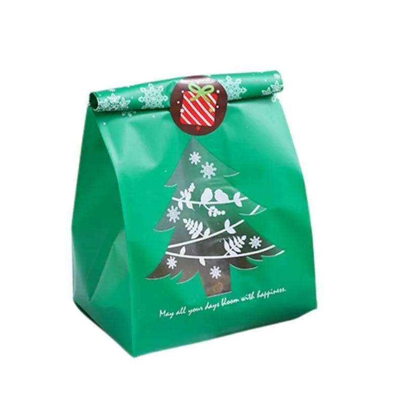 50pcs Merry Christmas Packaging Bag Snowflake Christmas Tree Gift Bag Candy Box Home Xmas Decoration
