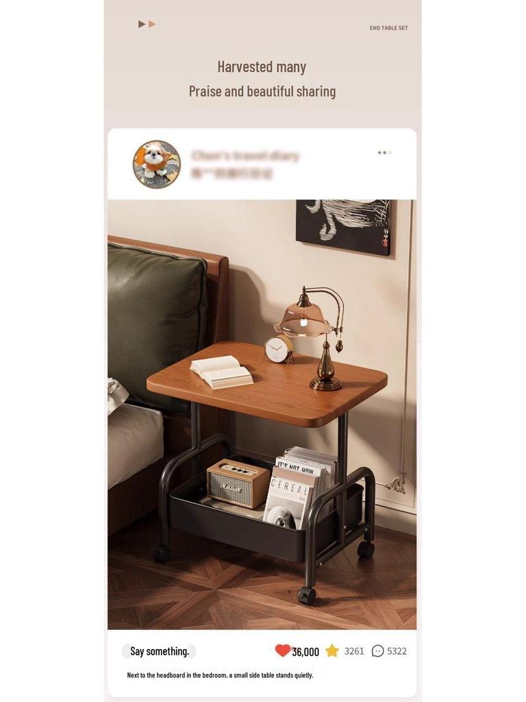 Masă laterală compactă mobilă cu depozitare: Suport pentru gustări pentru canapea, noptieră sau sufragerie