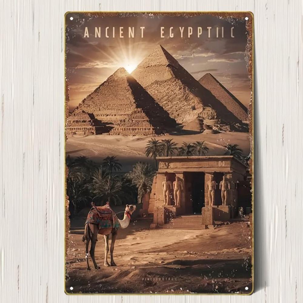 Vintage Ägyptisches Blechschild Wandkunst Heimdekor Metallposter Hängendes Schild