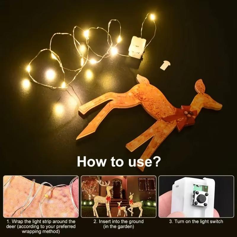 LED Lighted Christmas Deer Sleigh LED Light Up Reindeer Statues Christmas Outdoor Yard Decoration Winter Garden Decoration