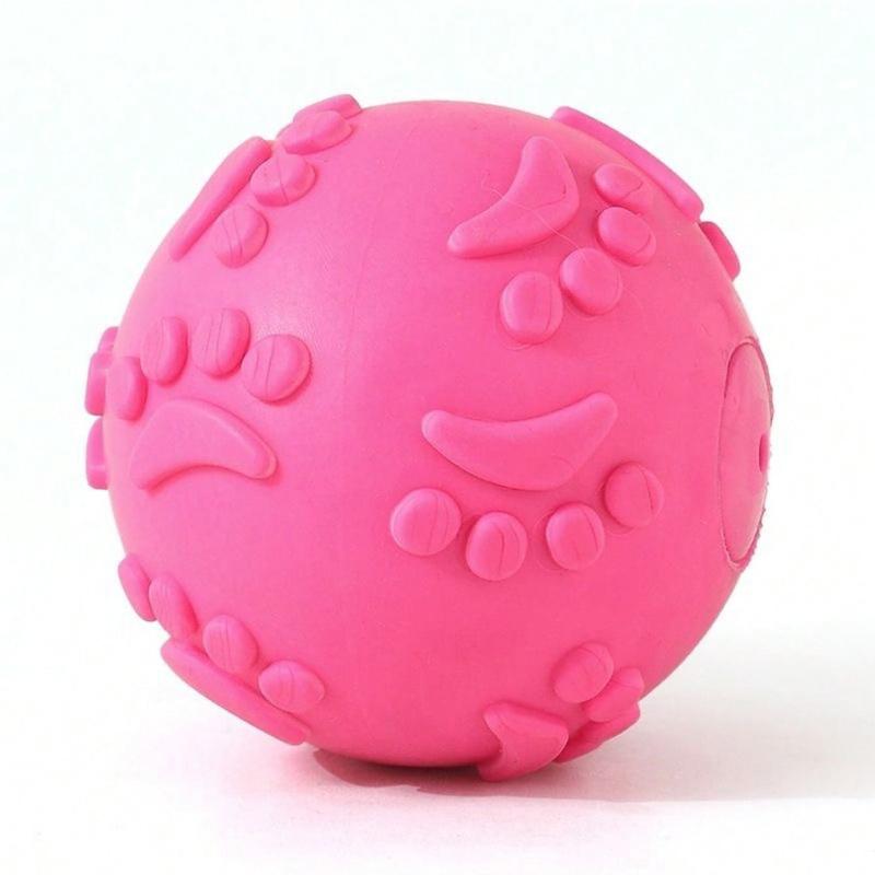 

1pcs Natural Latex Rubber Squeaky Ball Dog Toys - (Paw Shaped) Suitable For Small To Medium Dogs & Puppies | Durable, Cute Puppy Paw Design 6CM рожевий червоний колір