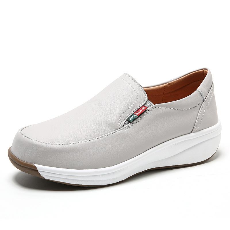 

Туфли-качалки кожаные женские модные повседневные женские туфли на танкетке с низким верхом туфли-маффины женские туфли с круглым носком женские одинарные туфли 40