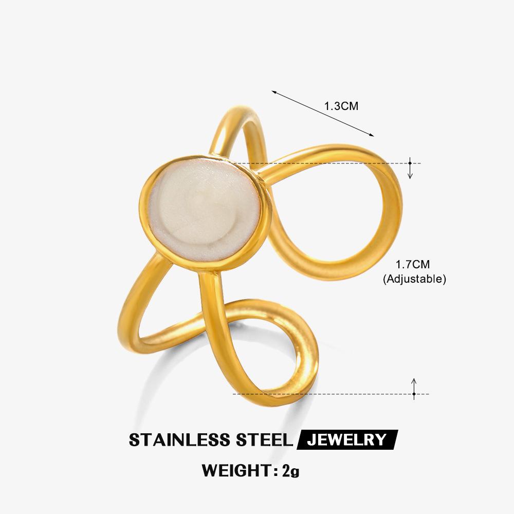 

Fashion Enamel White Black Oval Ring Stainless Steel Hip-hop Minimalist Open Rings Women Zircon Christmas Gift Wholesale resizable белый