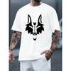 Wolf Print T-shirt, Premium Thick Pure Cotton T-shirt, Men's Fashionable and Casual Pure Cotton T-shirt, Short Sleeved Round Neck T-shirt