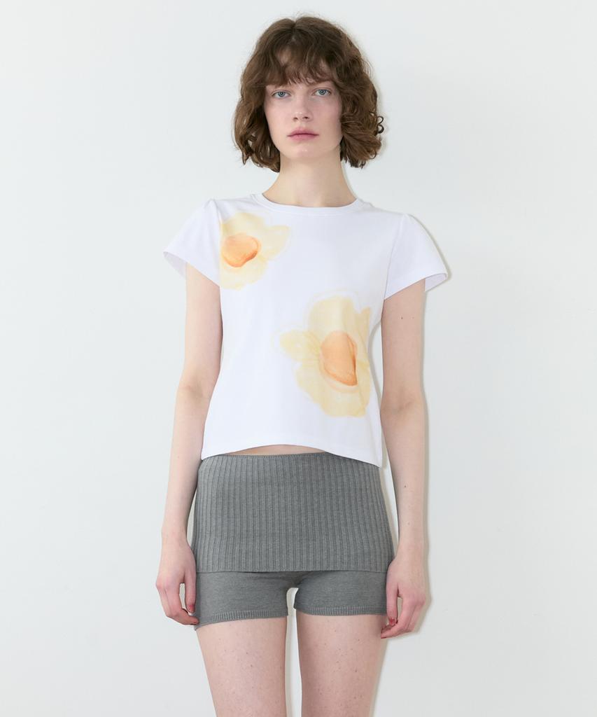 SINOON Egg Flower Puff T-Shirt (White)