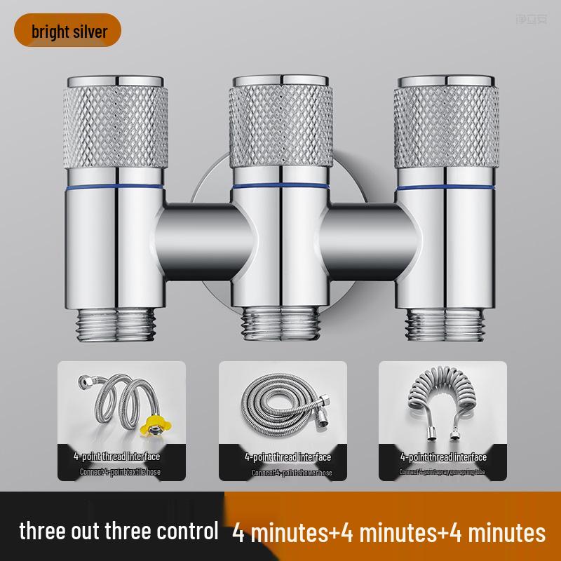 All-Copper Three-Way Diverter Valve with Triple Control Angle Faucet