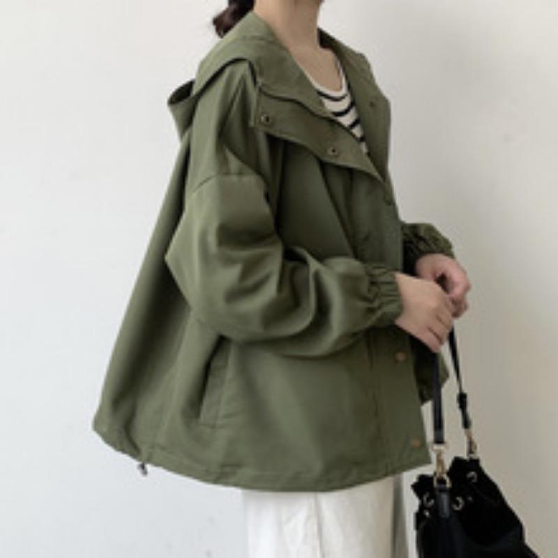 Autumn Winter Loose Casual Solid Color Hooded Coat Women Simple All-match Cardigan Jacket Female Zipper Top