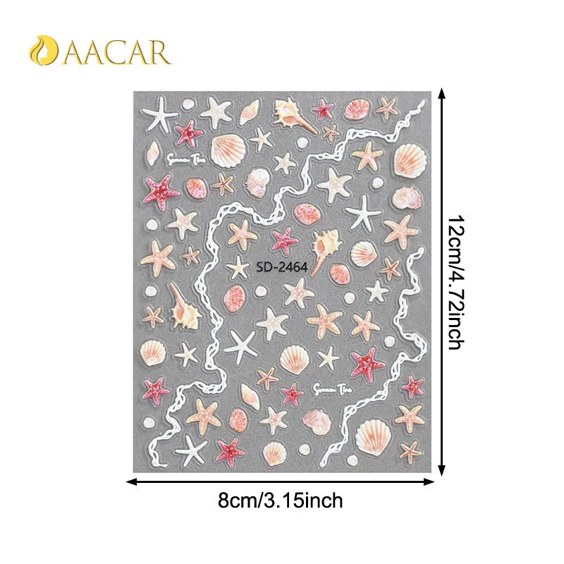 Shell Starfish Shell Nail Stickers Cute Starfish Decorative Stickers For Nails DIY 5D Self Adhesive Summer Manicure Decals