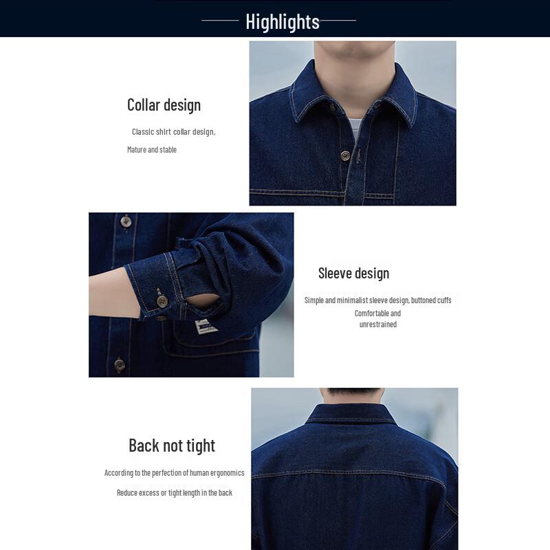 ROMON Men's Long-Sleeve Denim Shirt