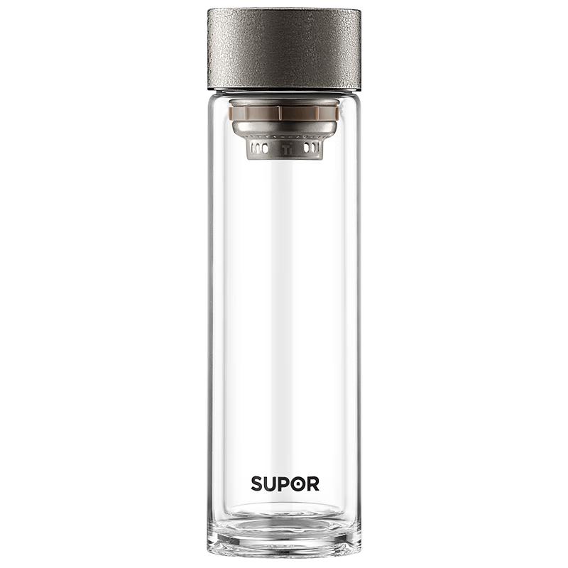 Двустенная стеклянная бутылка-заварник SUPOR с титановой крышкой