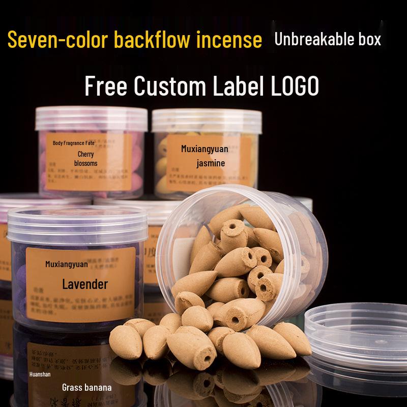 Seven-Color Flowing Smoke Backflow Incense Burner with Sandalwood Cones for Indoor Aromatherapy Pagoda Sandalwood