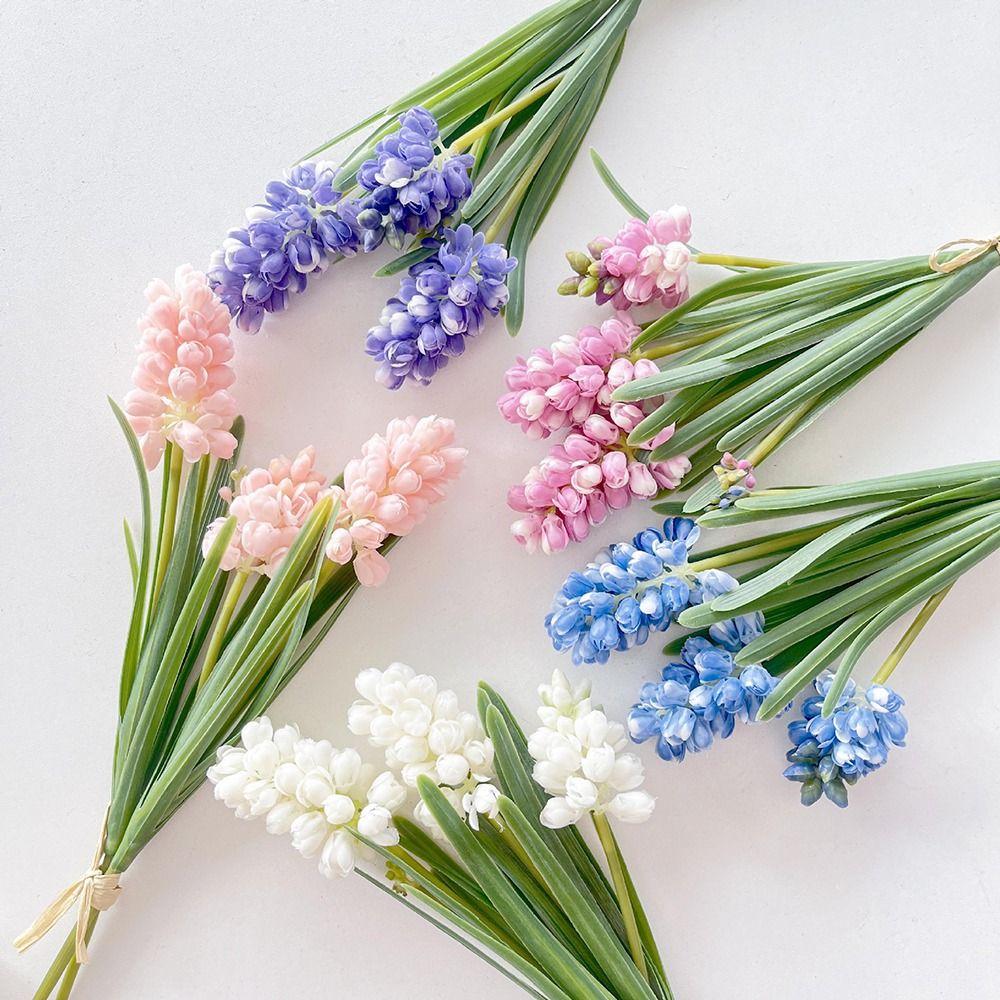 3Pcs/Bunch Green Plants Artificial Hyacinth Flower Flower Arrangement Accessory  Photography Props