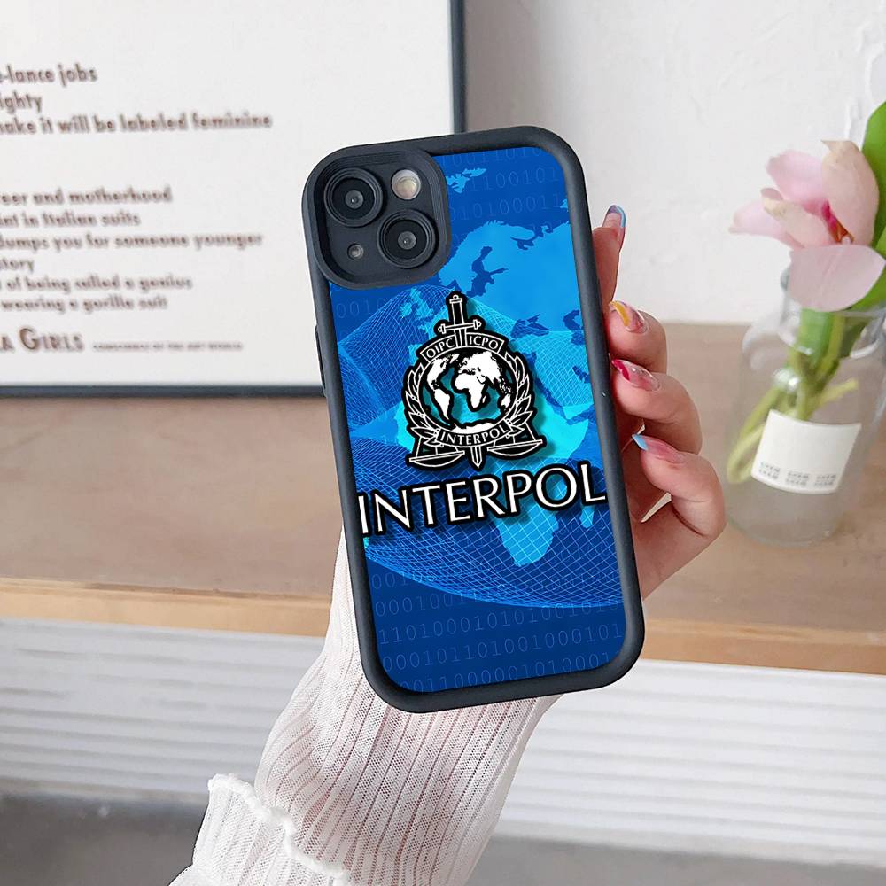 

I-Interpol LOGO For IPhone 17 Pro Max 16 15 14 13 12 11 Plus Black Soft Phone Cover iPhone 14 pro