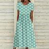 New Summer Fashion Mid-rise Casual Round-neck Polka Dot Printed Short-sleeved Dress for Women