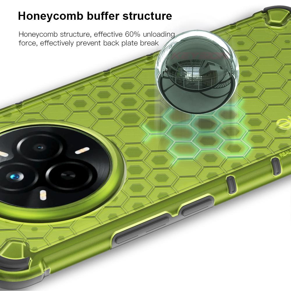 KEYSION Shockproof Armor Case for Realme 14 Pro+ 5G Soft Silicone+PC Transparent Honeycomb Phone Cover for OPPO Realme 14 Pro 5G