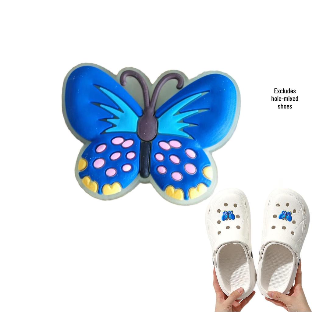 Fluorescent Butterfly PVC Shoe Buckle Decoration - Detachable DIY Shoe Accessories