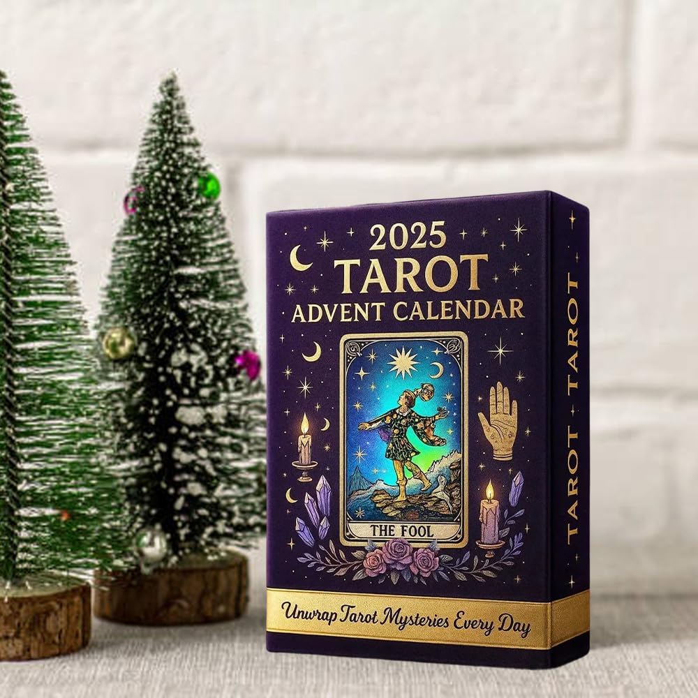 Calendar Advent Tarot 2025, Calendare Numărătoare Inversă 24 de Zile Crăciun cu 24 Figurine Unice 2D Cărți de Tarot până la Memorabilia Mistică