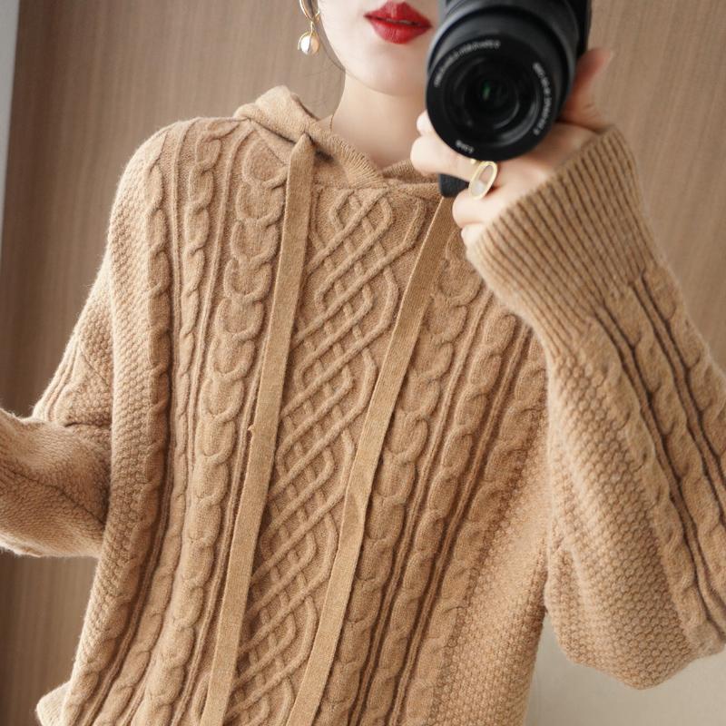 Women Knitted Hoodie Sweater MODERN NEW SAGA Winter Thick Knitted Pullover Sweatshirt Autumn Cashmere Wool Sweaters Female Jumper