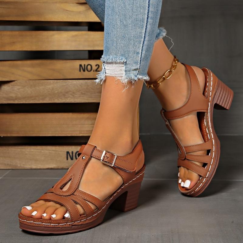 Summer Open-toe Lightweight/elegant High-heeled Sandals Fashionable New Round-toe Sexy and Comfortable Women's Casual Sandals