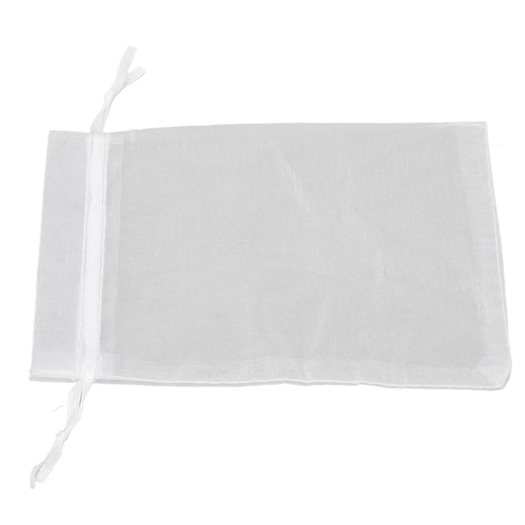 100 szt. Małe siateczkowe woreczki ze sznurkiem Przezroczyste organzowe woreczki na cukierki ślub biżuterię białe