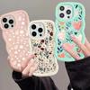 Phone Case For Iphone 17 Pro Max 11 12 13 14 15 16 Pro Max Plus 16E 7 8 SE 2 3 Candy Color Love Heart Leaves Soft Luxury Cover