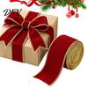 Red Green Christmas Ribbon Velvet Ribbon, 2.5 X 78 Inch Wired with Gold Edges for Gift Wrapping, Bow Making, DIY Crafts, Garland, Wreath, Tree