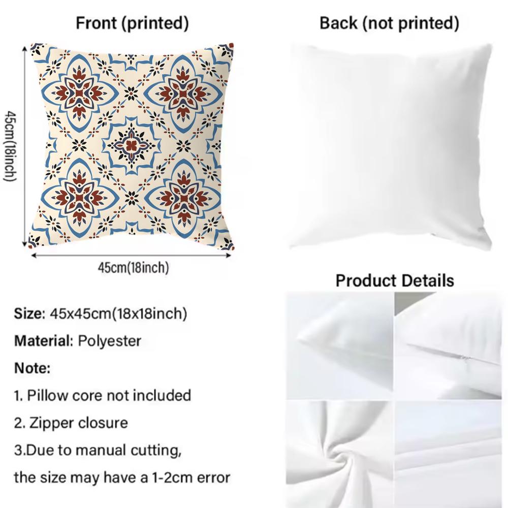 Boho Moroccan Pattern Style Cushion Cover Premium Comfort Reversible Pillow Cove -Two In One Design For Any Room & Car Interior