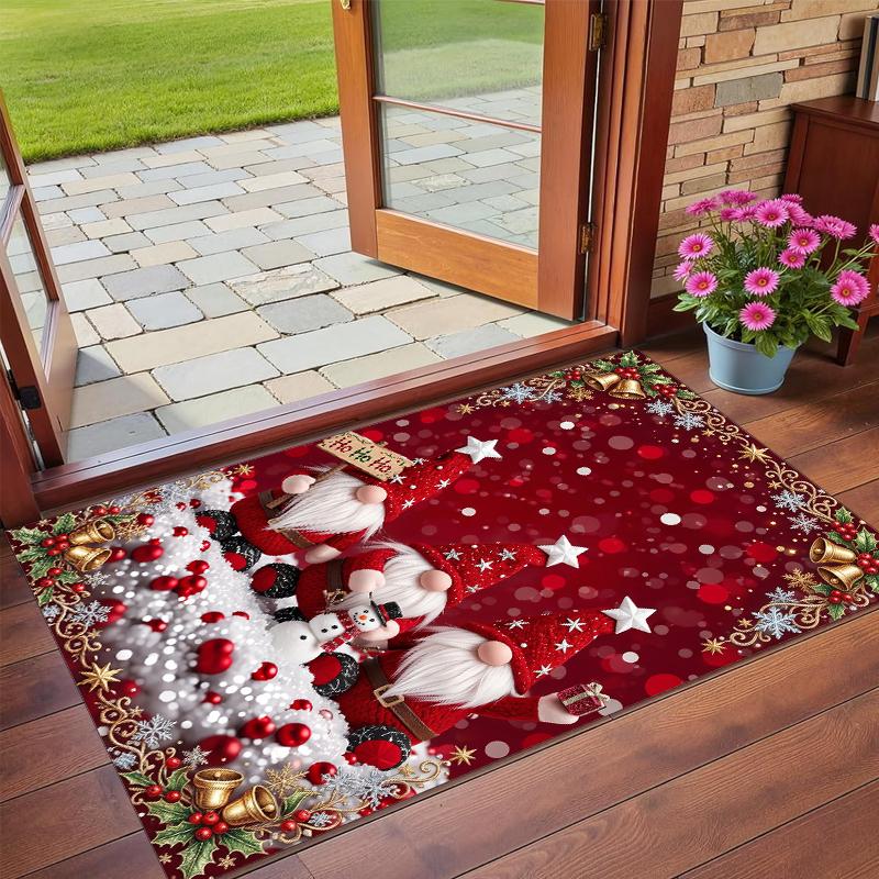 Christmas Printed Square Area Rug Soft Non Slip Floor Carpet For Bedroom Holiday Gift