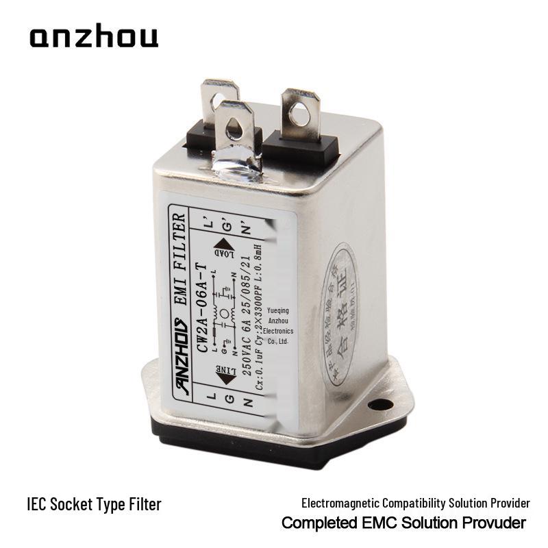 Anzhou IEC Socket Power EMI Filter CW2A Series: 03A-T, 06A-T, 10A-T