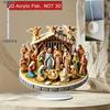 2D Flat Bohemian Style Acrylic "Nativity Scene" Desktop Decoration, Suitable for wall decoration, porch, room, villa, accents Home, Hallway, or Workpl