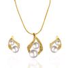 Diamond and Pearl Geometric Flower Jewelry Set - Necklace and Earrings for Women