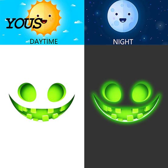 Luminous Bathroom Wall Art Glow In The Dark Sticker, Self-adhesive Ghost Face Shape Decals, Decorative Stickers for Toilets Halloween Waterproof