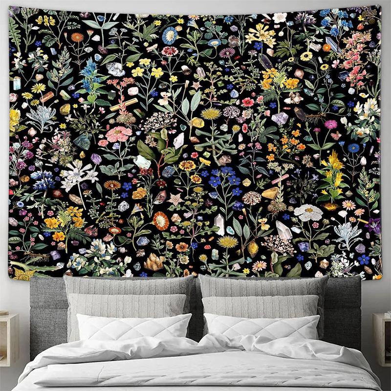Bohemian Tapestry Wall Hanging Nature Floral Forest Landscape Aesthetic Room Decor Large Wall Art Home Textile Bedroom Living Ro