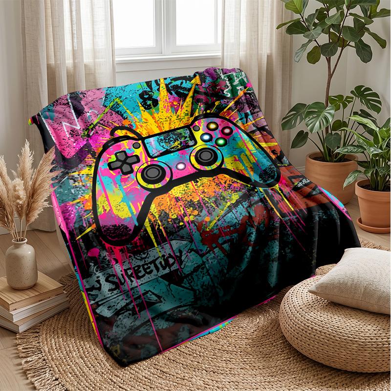 Graffiti Game Controller Theme blanket Lightweight Warm Flannel Blanket Decorative Throw Blanket for Home Decoration